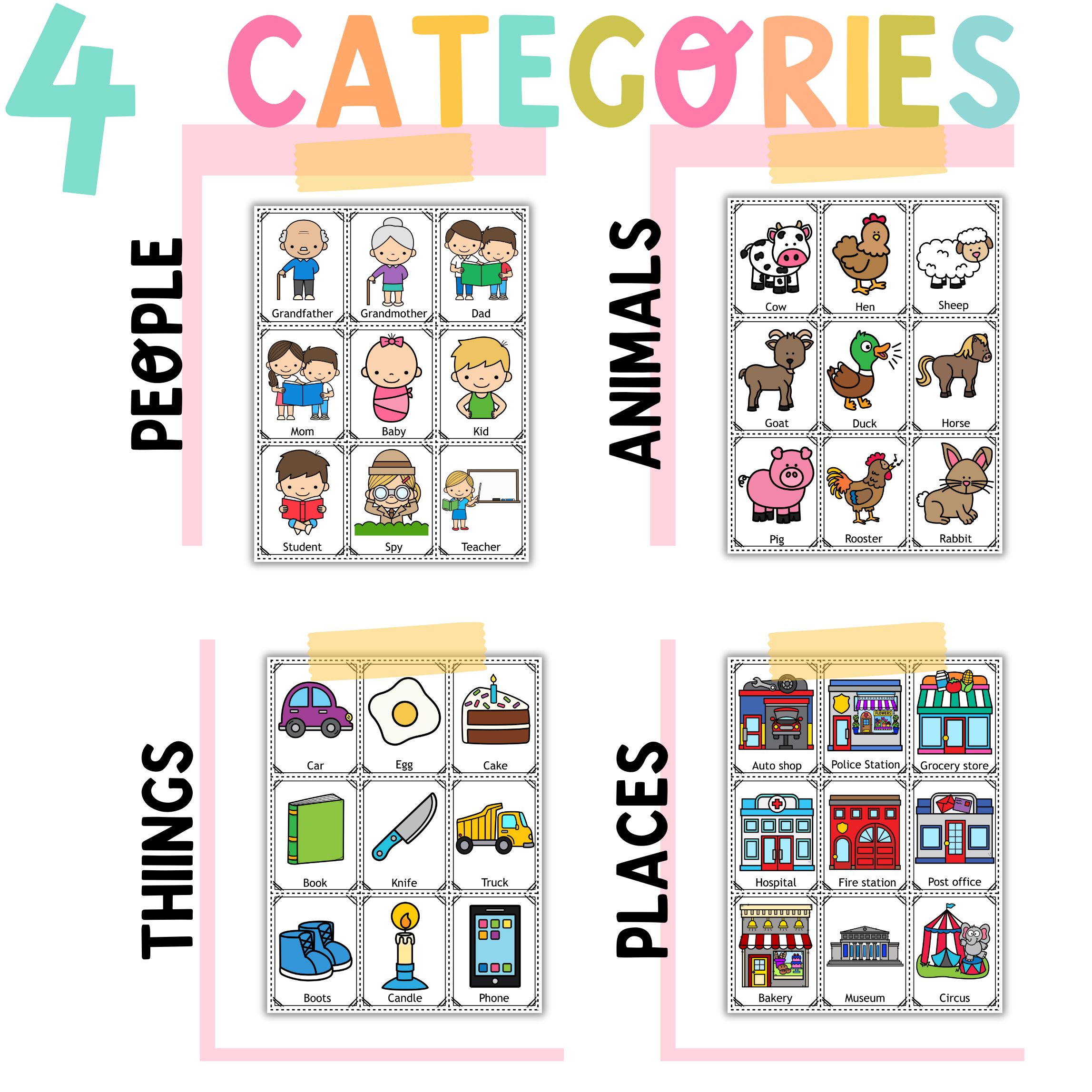 Noun Sort cards with pictures and worksheets - Image 2