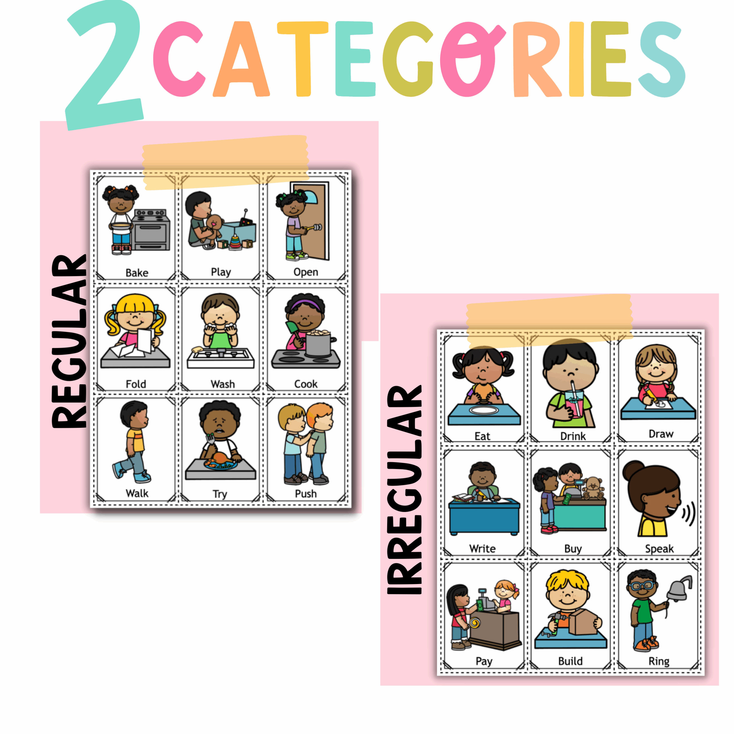 Verb Sort cards and worksheets | Regular-Irregular - Image 2
