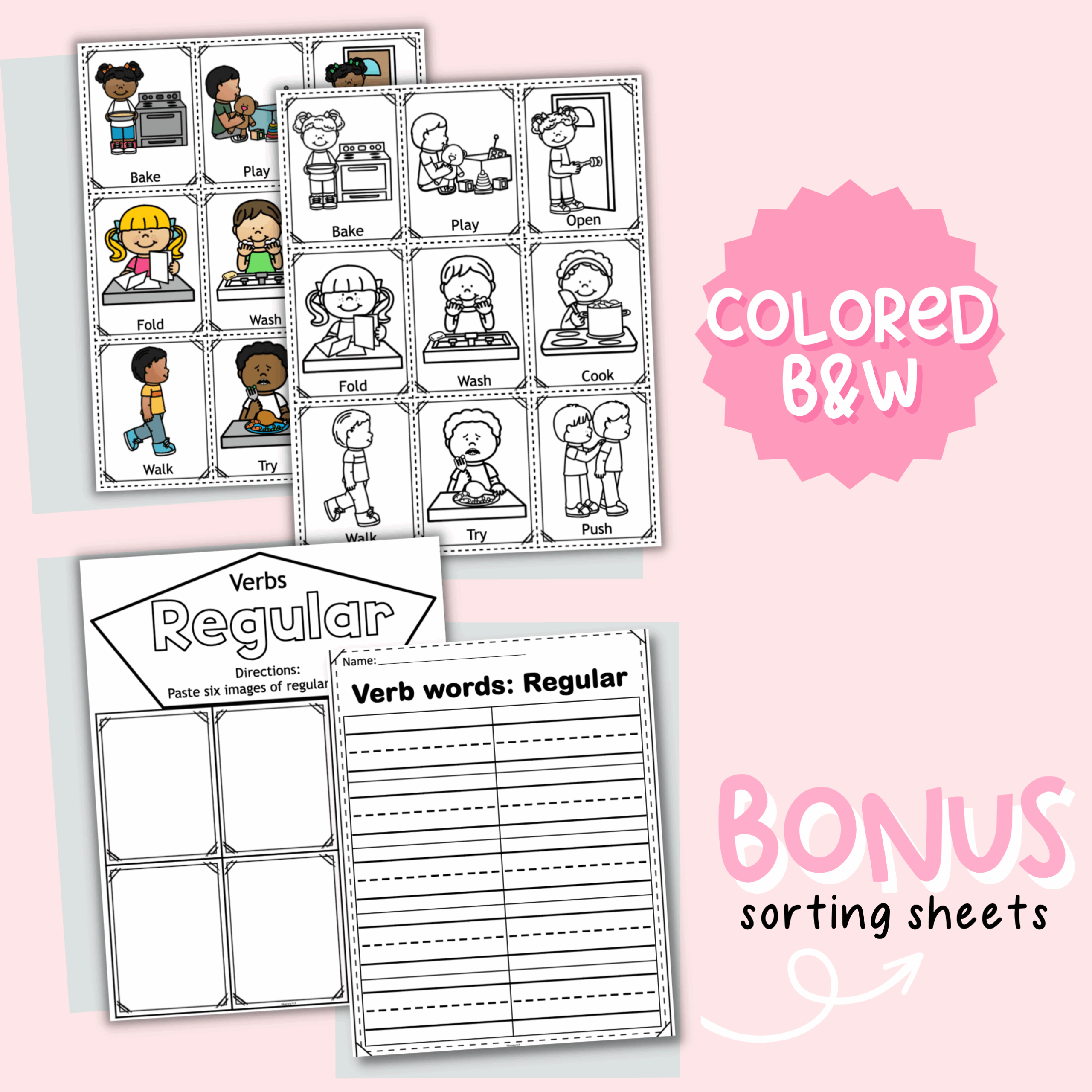 Verb Sort cards and worksheets | Regular-Irregular - Image 4