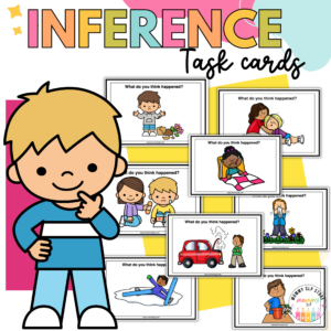 Inference task cards for speech therapy {what do you think happened}