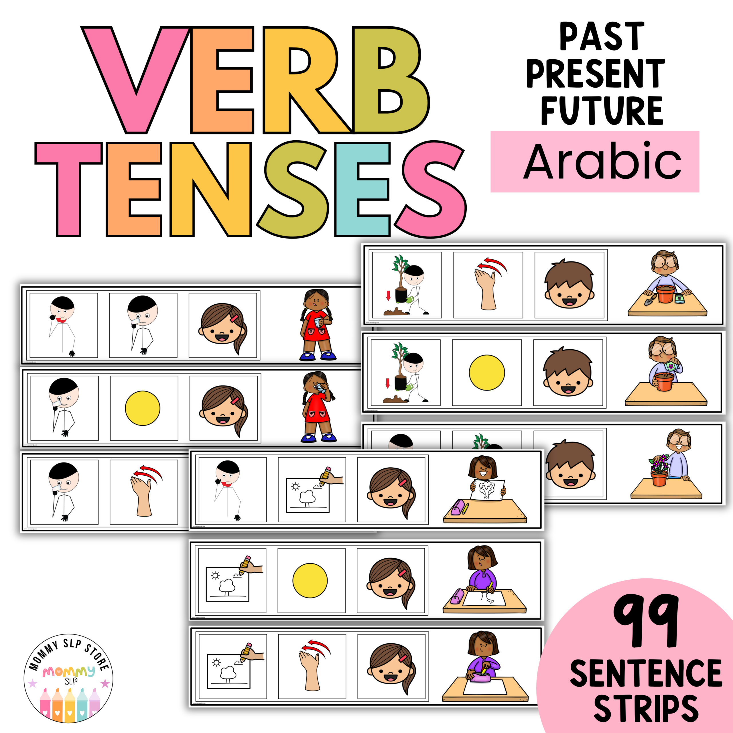 Verb Tenses in Arabic Speech Therapy Syntax Grammar Activity